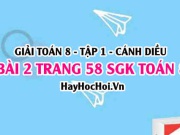 Giải bài 2 trang 58 Toán 8 Tập 1 SGK Cánh Diều